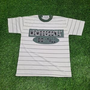 Vintage 90s Members-Only Stripes Shirt M/L 21x27 White Green